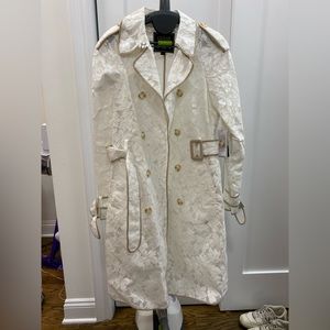 Guess White Lace Trench Coat Jacket